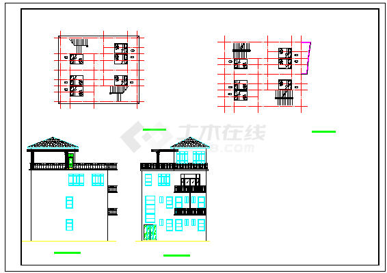 南京某度假村1300平米4层砖混结构民宿酒店建筑设计CAD图纸-图一