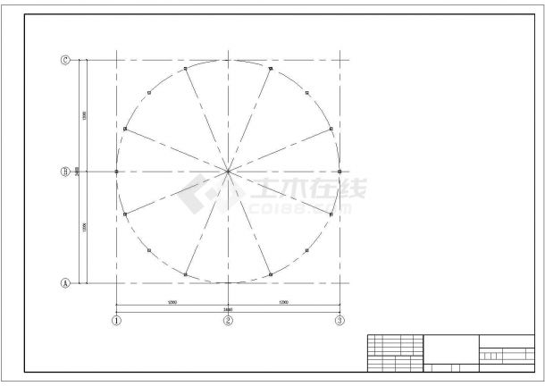 圆形钢网架屋盖结构施工图（含设计说明，共10张）-图一