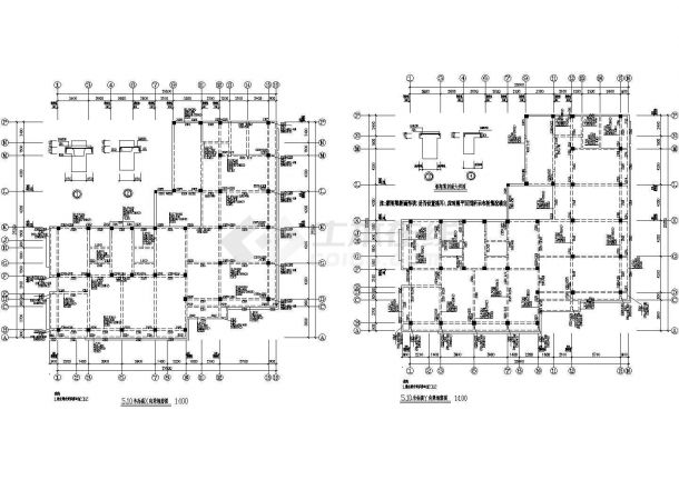 某六层框架结构办公楼结构设计施工图纸-图二
