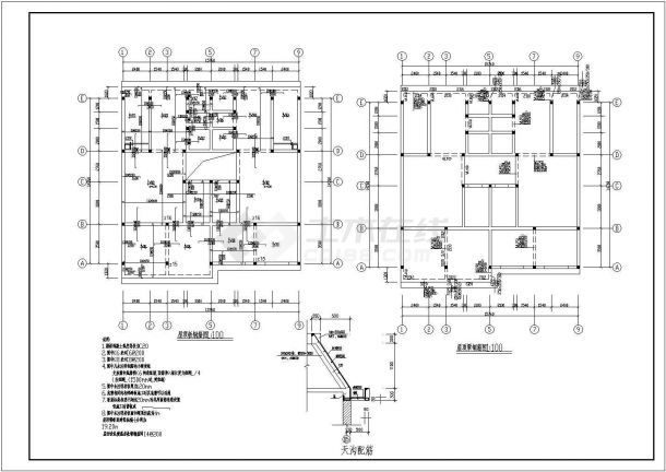 某多层底框结构商住楼结构设计施工图纸-图二