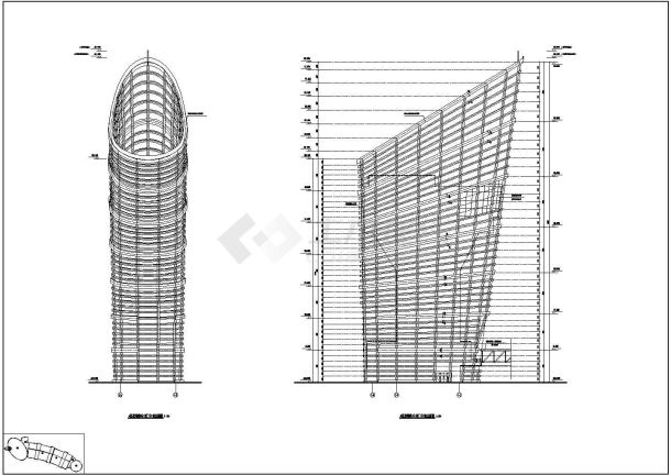 某高层钢塔框剪会展中心建筑设计施工图-图二