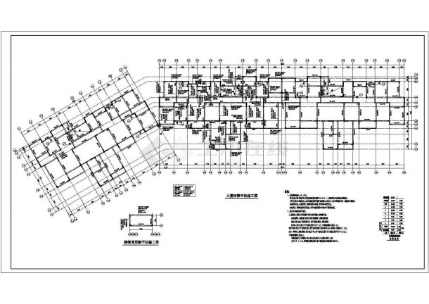 某六层桩基础异形柱剪力墙结构办公楼结构设计施工图-图二