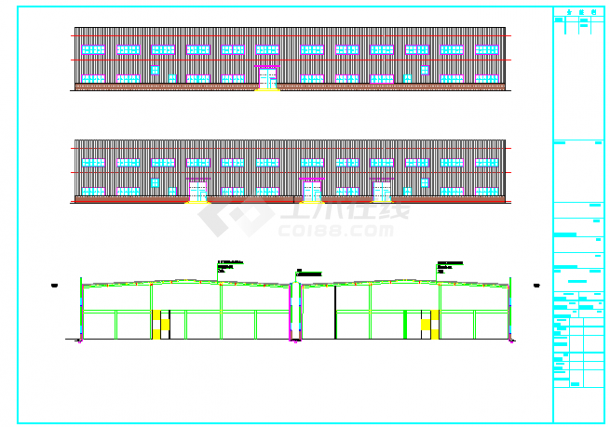 生产厂房带夹层门式刚架厂房建筑结构图3-图二