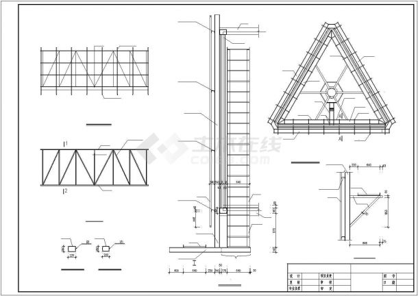三面体高杆广告牌钢结构施工图（独立基础，共4张）-图一