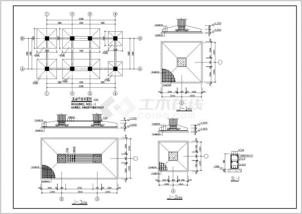 独立基础框架结构方形料仓建筑结构设计施工图-图二
