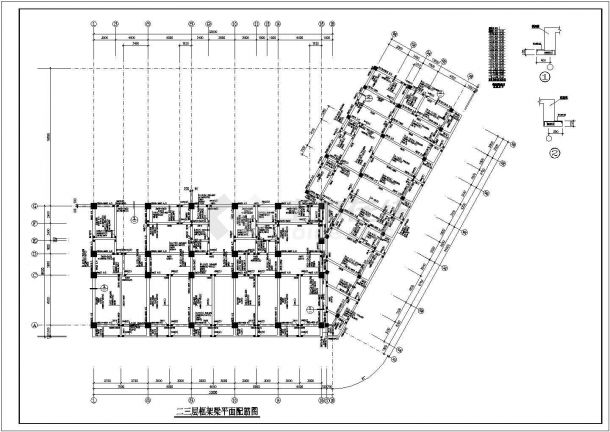 筏型基础框架结构五层综合楼结构设计施工图（7度抗震）-图一