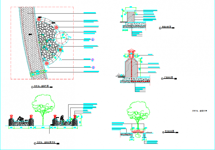 某地区景观树池及座墙施工设计图纸_图1