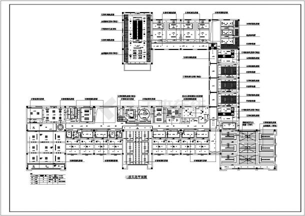 四川某地三层办公楼天花吊顶规划CAD参考图-图二