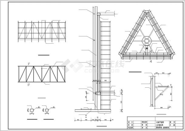 某公司三面体高杆广告牌结构设计施工图-图二