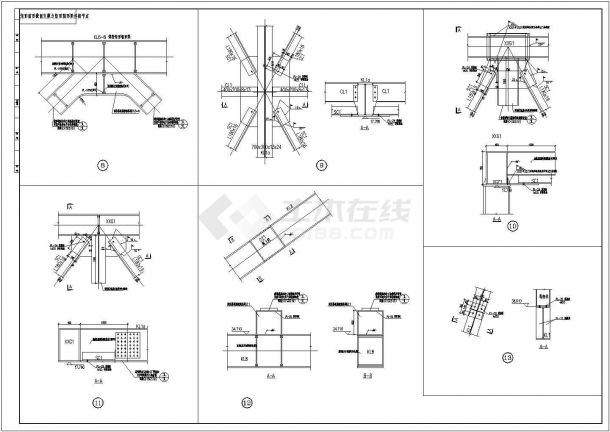 某带支撑钢框架钢桁架电梯井结构设计图-图二