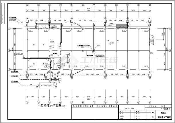 某地区二层加工车间厂房给排水施工图-图一