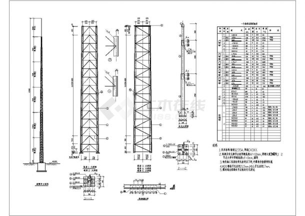 某43米避雷针及基础结构设计图（门式钢架，共2张）-图二