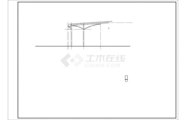 某圆钢管汽车棚结构设计图（单层建筑，共3张）-图二