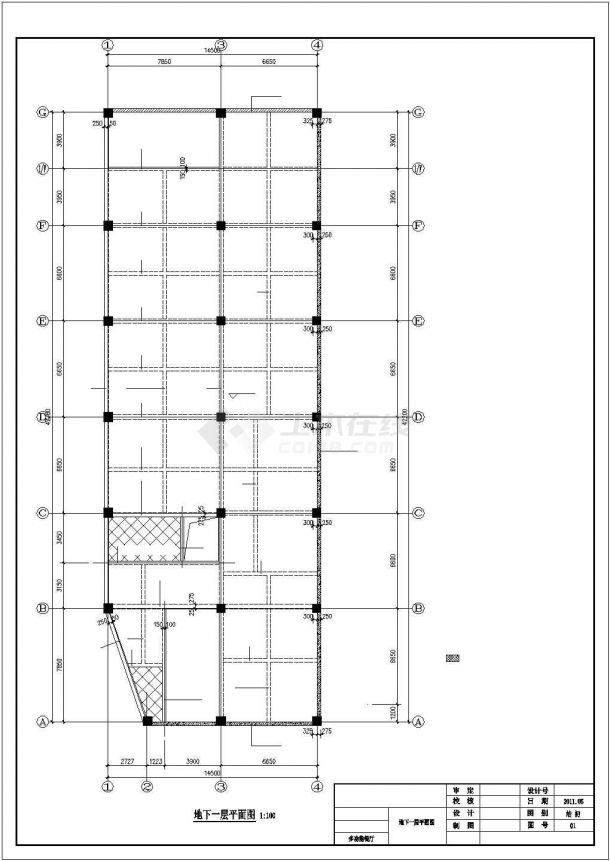 三层多功能餐厅框架设计cad施工图纸（带地下层）-图一