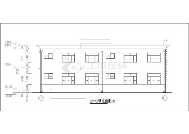 某双拼别墅建筑设计施工图（含效果图）-图二