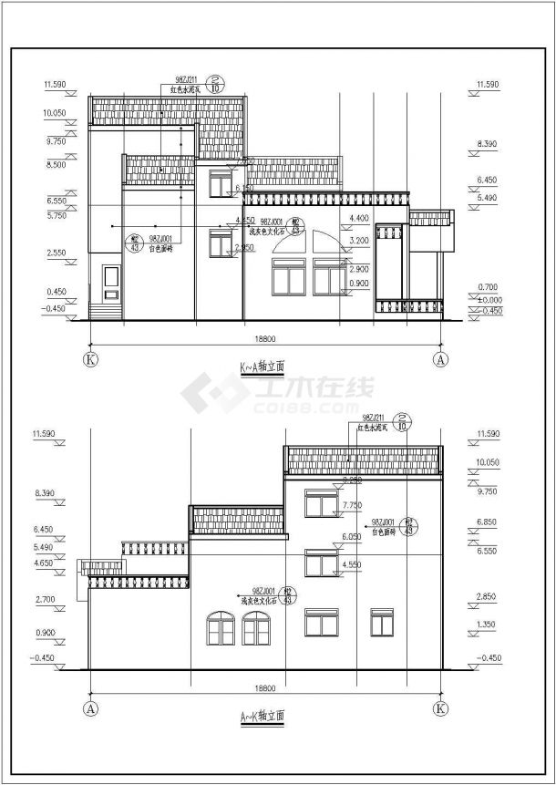 某地别致新颖三层农村房屋建筑设计图-图二