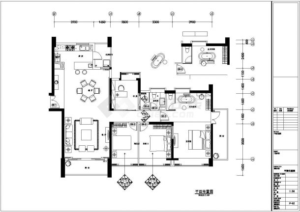 商住楼小区简欧四居室样板间装修施工图（含效果）-图一