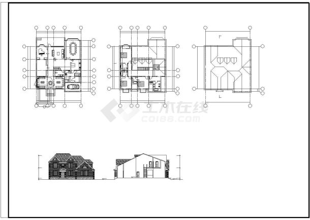某地两层楼别墅建筑设计施工图纸（含3张效果图）-图二
