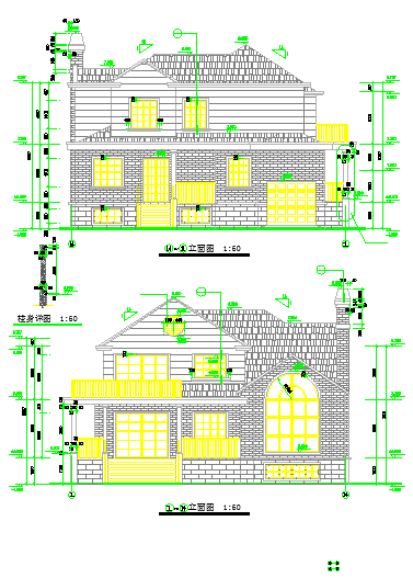 某两层楼高低错落结构别墅设计施工图-图二