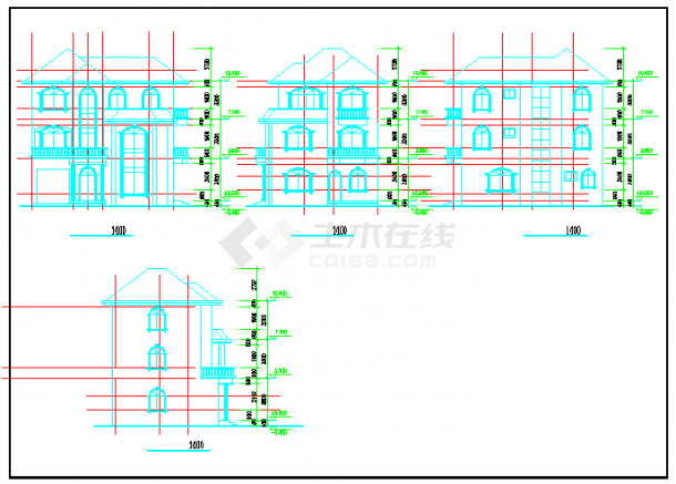某三层单家院式别墅设计图纸（含效果图）-图二