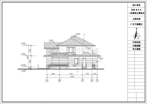 某两层楼别墅建筑设计施工图纸（含效果图）-图二