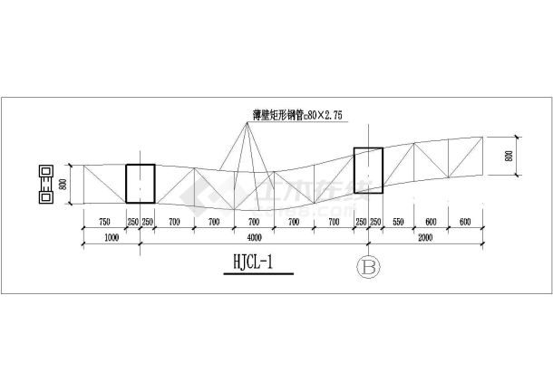 某钢桁架大门造型结构设计图（共一张图）-图一