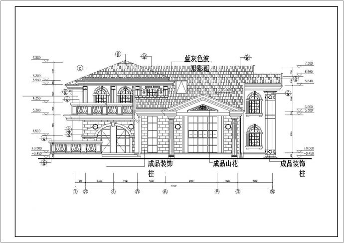 某两层楼欧式别墅建筑设计图（含效果图）_图1
