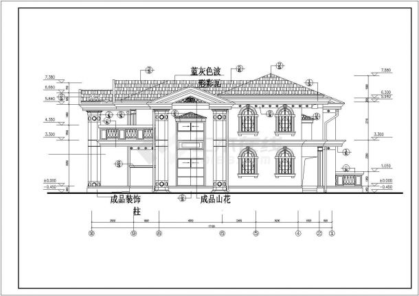 某两层楼欧式别墅建筑设计图（含效果图）-图二