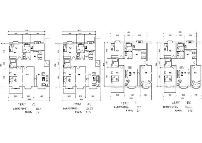某小区住宅楼户型设计图（共9张）_图1