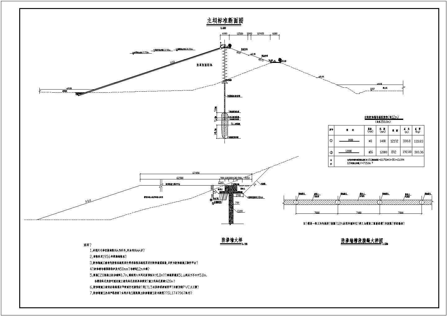 主坝防渗墙及灌浆层施工图（编制于2008年）
