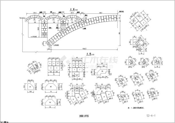 【浙江】1-16m空腹式石拱桥全套施工图（16张）-图一