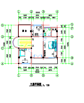 360平米3层框混结构农村自建别墅平立面设计CAD图纸-图一