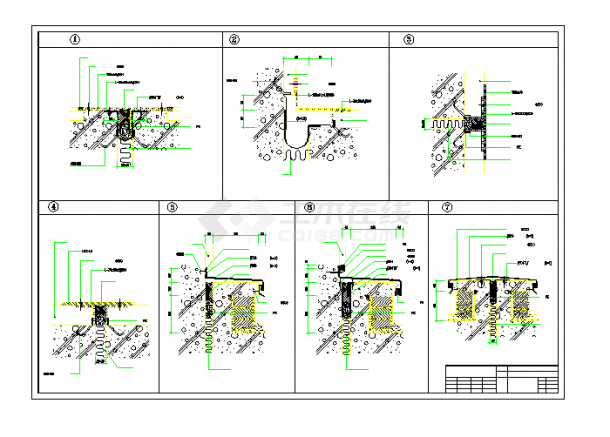 变形缝设计大样图纸（地面、女儿墙、墙柱面、伸缩缝）-图一