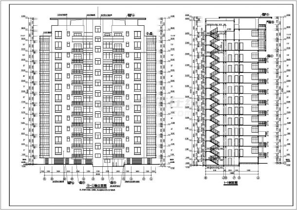某地上十一层框架结构住宅楼平面施工图-图二