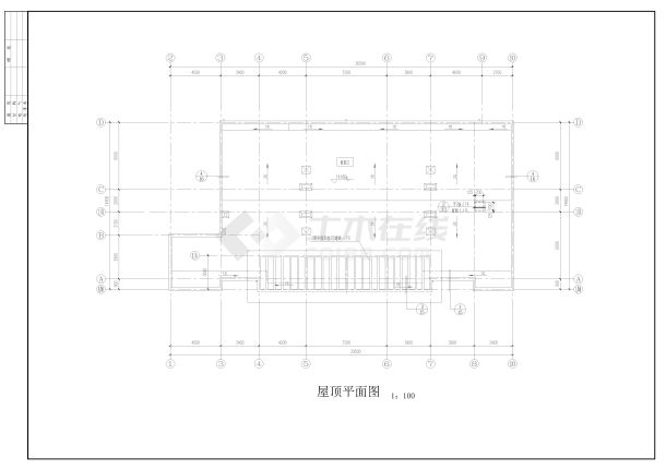 4层跨架结构菜场施工图CAD-图一