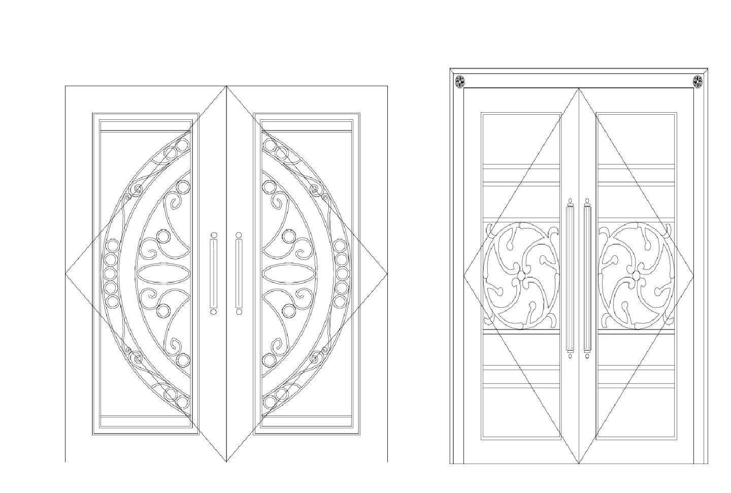 某某建筑立面门铁花模块室内设计案图纸素材整理平面图CAD图