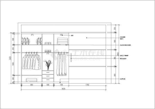 非常实用的室内装修衣柜CAD设计图纸-图一