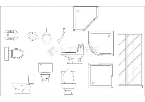 非常详细的厨房、卫生间用品图块设计（橱具、浴缸、洗手台、马桶坐便器等的cad图块）百余份-图二