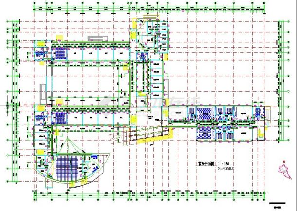 某大学1.7平米4层框架结构教学综合楼平立剖面设计CAD图纸-图二