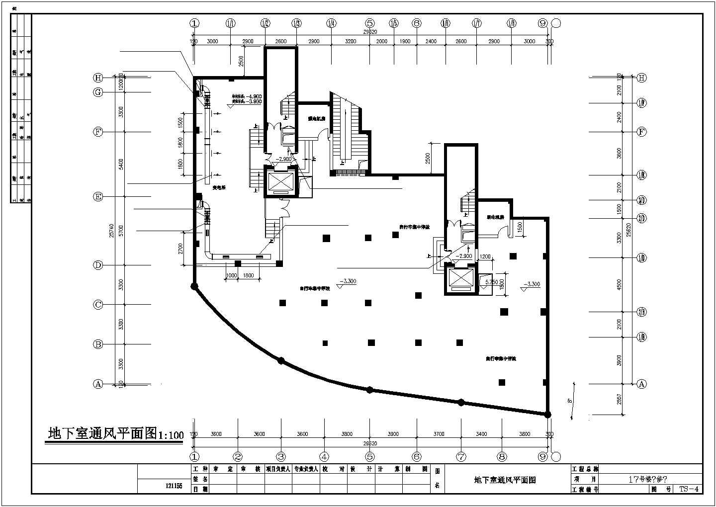 高档住宅小区通风系统设计cad施工图，含地下室