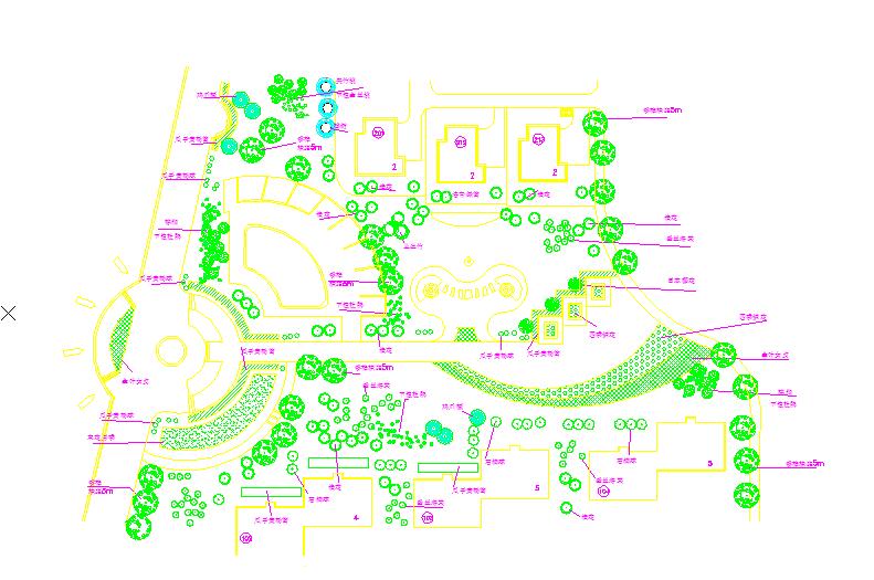 某地区小型中心绿地平面配植dwg图