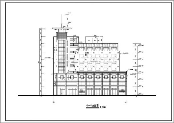 某地框架结构七层办公大厦房屋建筑设计施工图纸-图二
