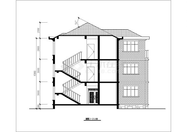 某新农村3层独栋别墅建筑设计图纸（含效果图）-图二