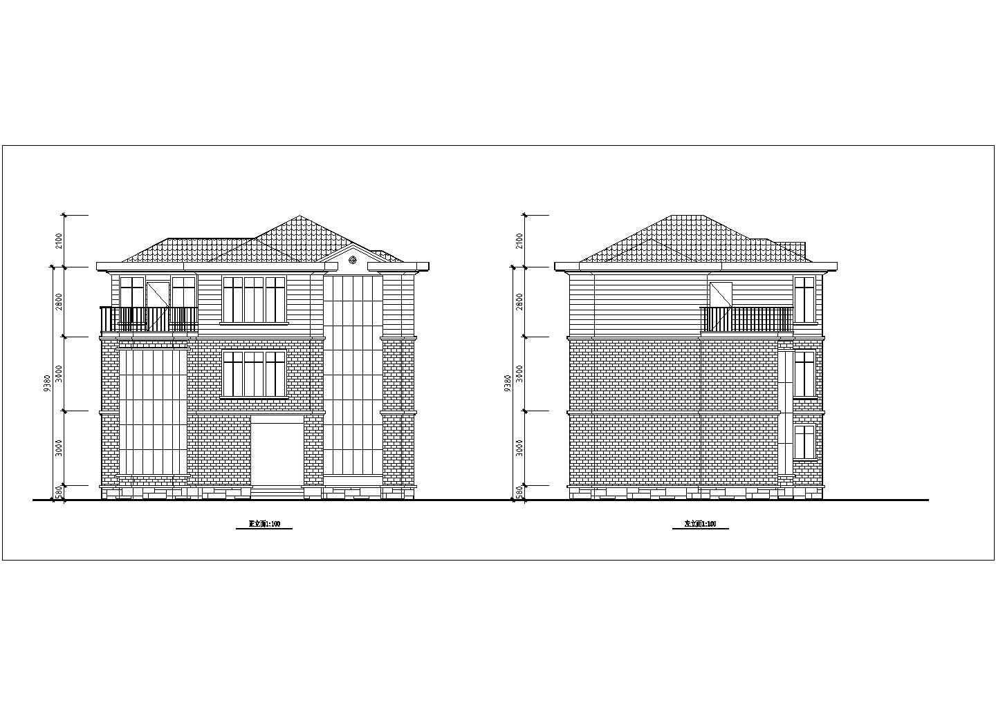 某新农村3层独栋别墅建筑设计图纸（含效果图）