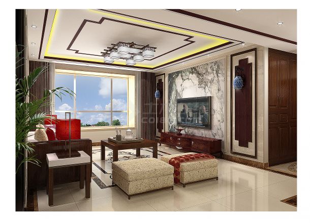 中国古典风格两室两厅装饰效果图-图二