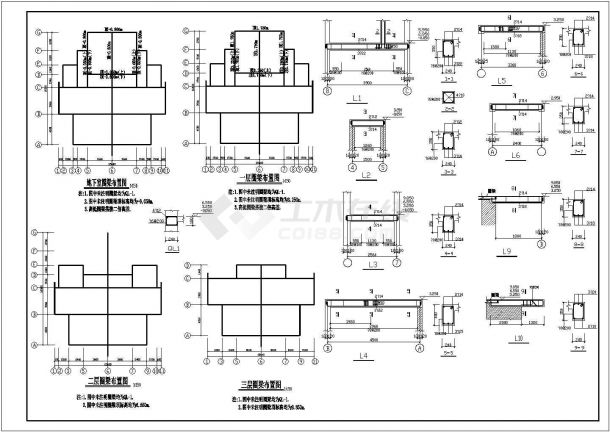 某砖混结构三层别墅结构设计施工图纸-图二
