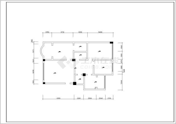 卧室双朝阳3室家装室内设计cad方案施工图-图二