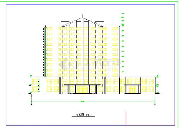 高层宾馆建筑设计施工图纸（共4张）-图二