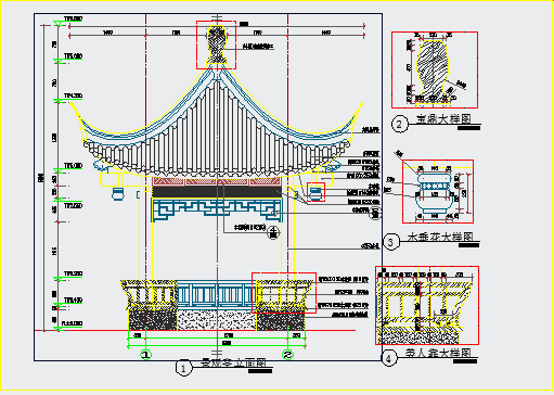 设计合理的某小区内中式景观亭设计CAD详图（含坐凳设计图）_图1