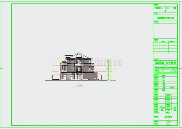 12.82米三层联排式坡屋顶别墅建筑设计施工图-图二